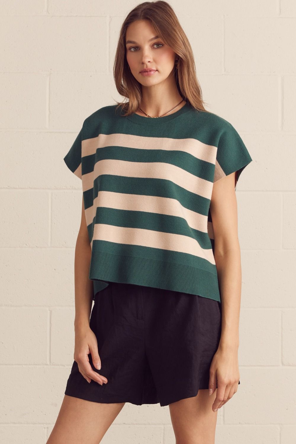 Cindy Solid Short Sleeve Knit Top