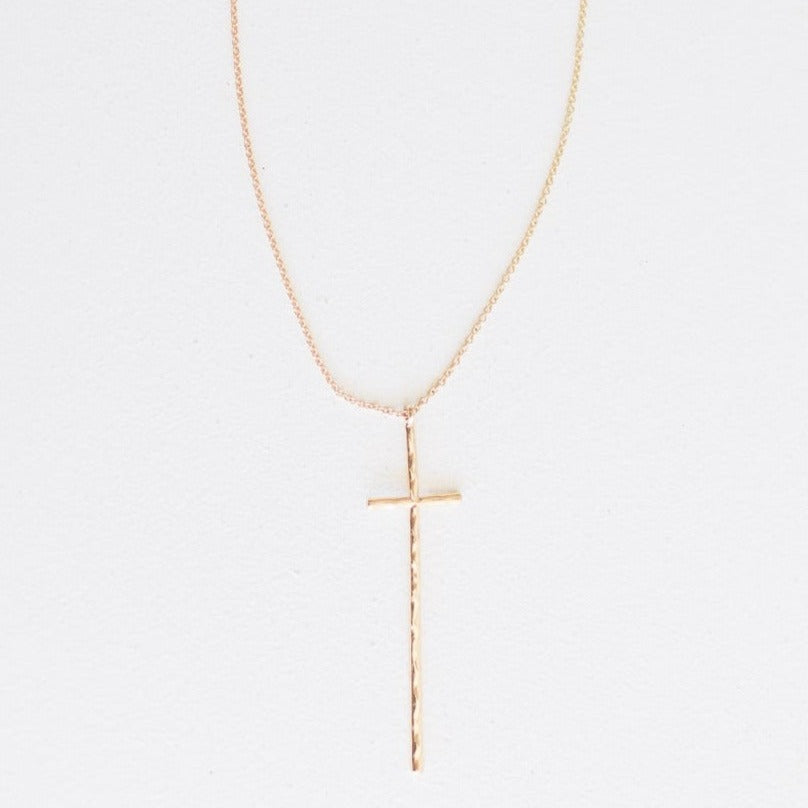Peyton Hammered Thin Cross pendant in silver-tone metal with a textured hammered finish.