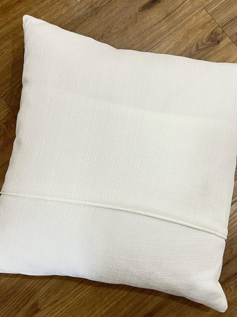 Handmade 24-inch patriotic plaid pillow with holographic foil accents