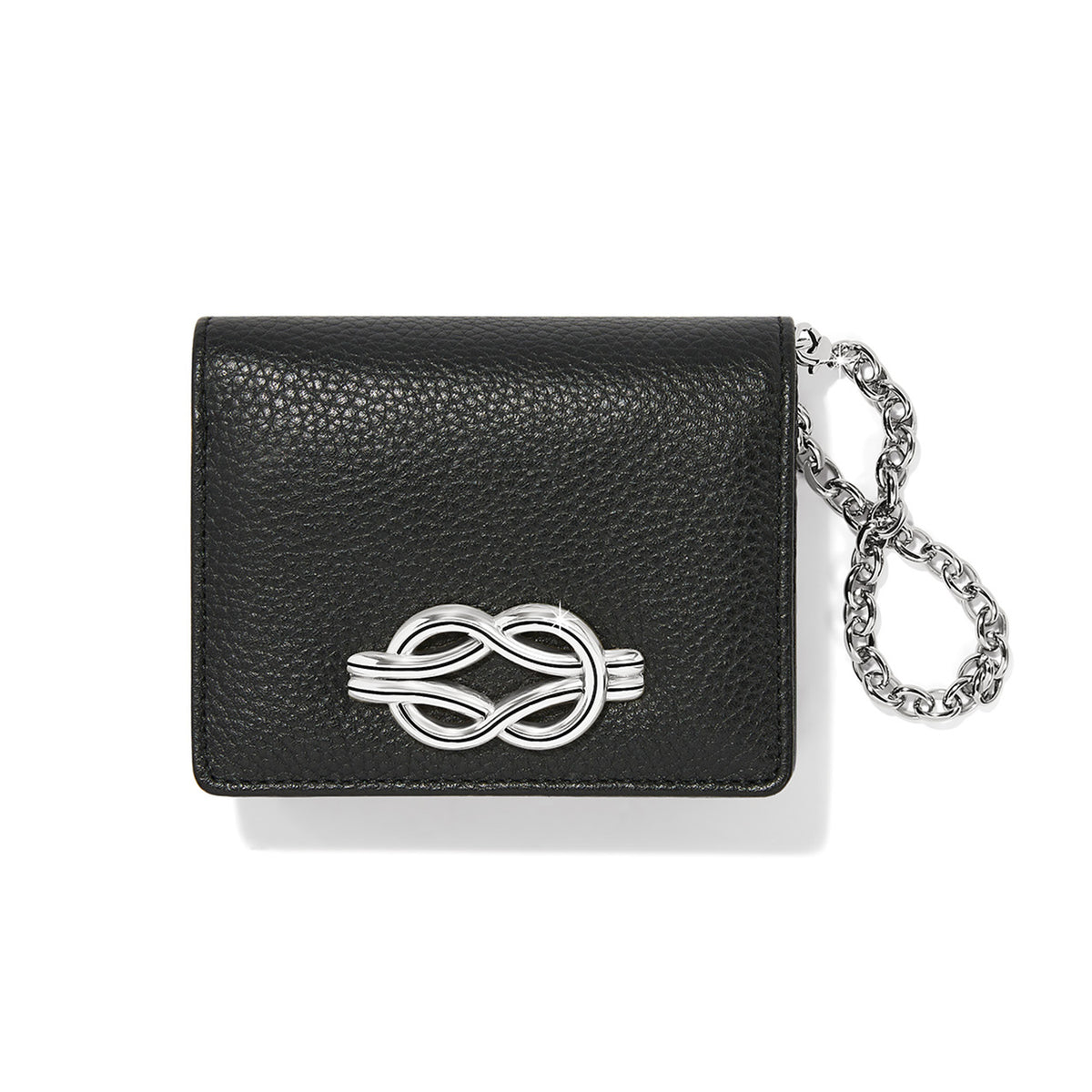 Black leather Interlok Harmony medium wallet with snap closure.