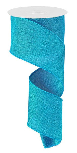Roll of royal blue polyester burlap ribbon with a textured woven pattern.