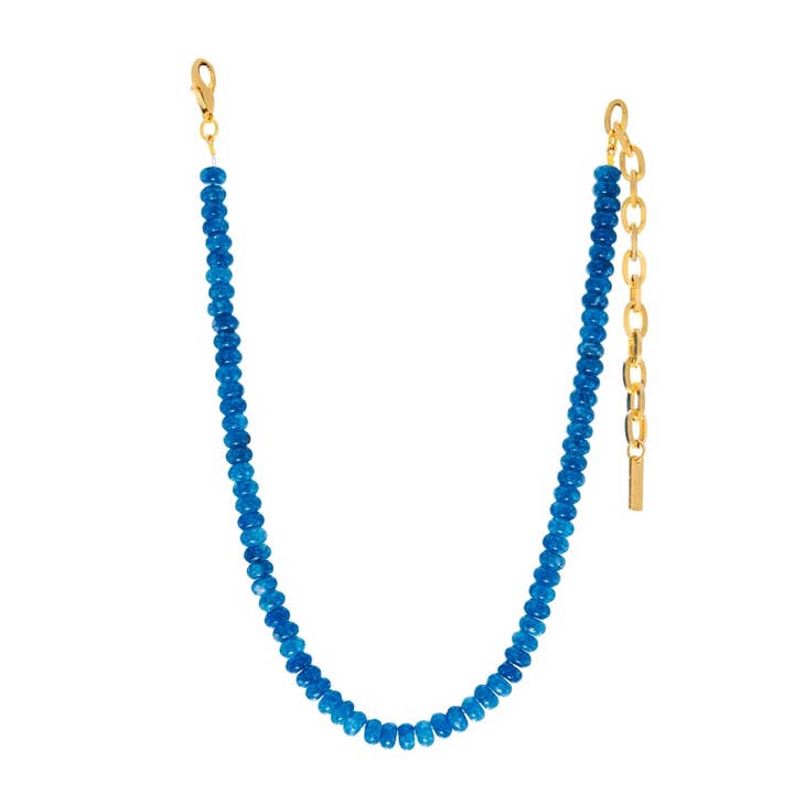 Antique gold-plated brass necklace with sparkly beads on a 14.75-inch chain.