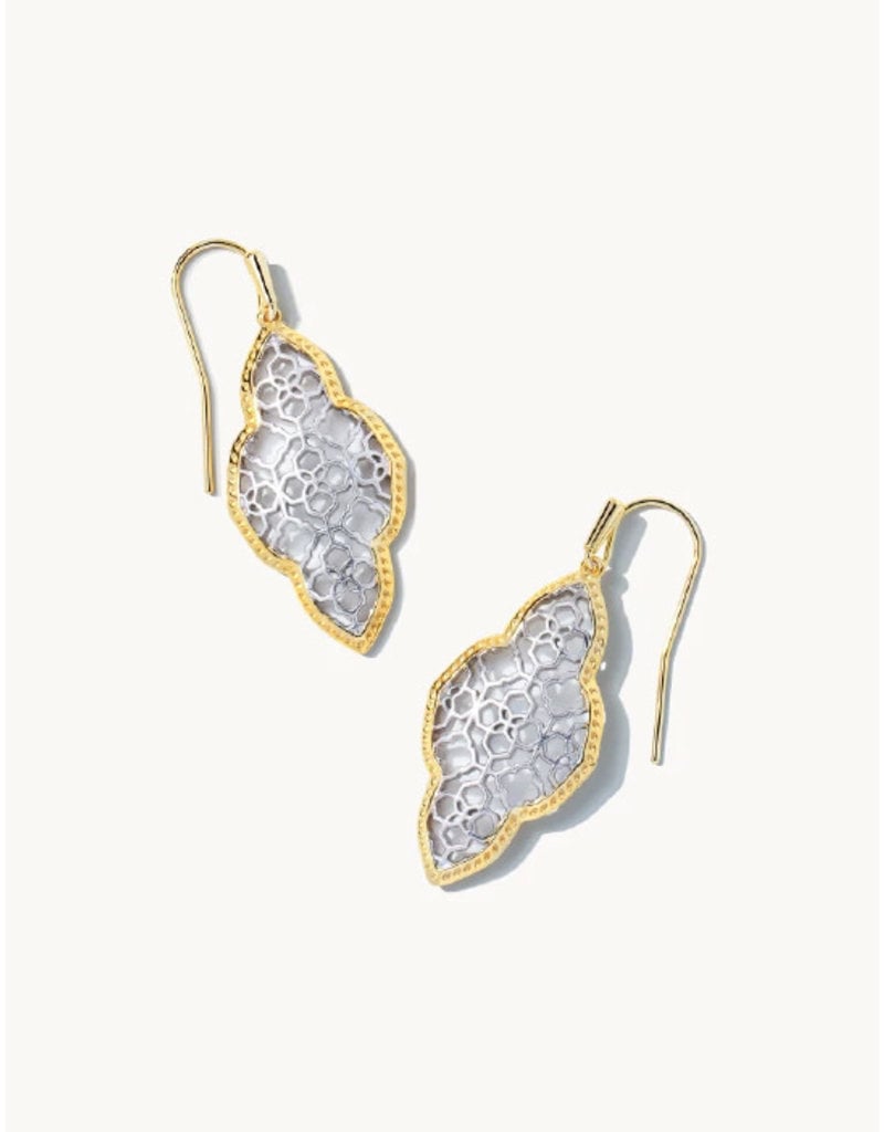 Abbie drop earrings featuring a small teardrop-shaped earwire closure in silver metal.