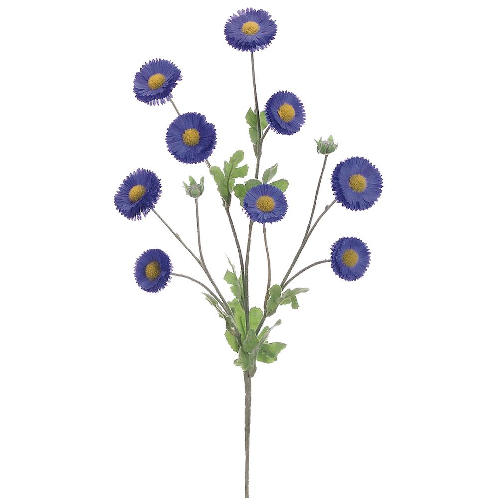 Aster daisy spray with white polyester petals on a wire stem.
