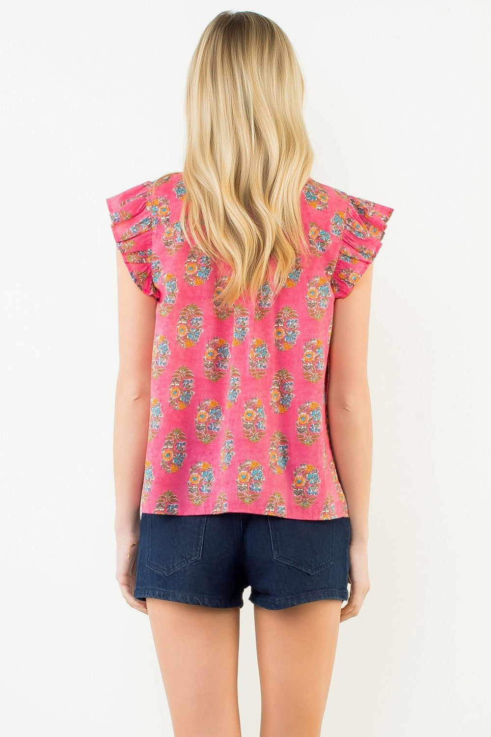 Natalie Flutter Sleeve Floral Pattern Top