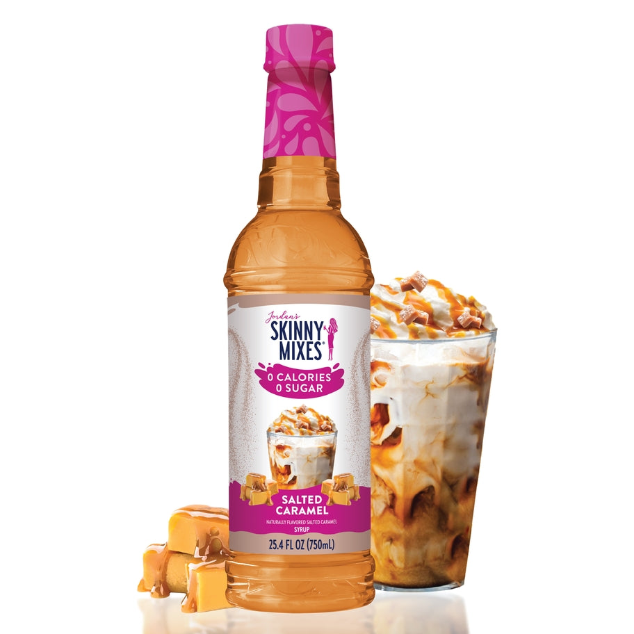 Bottle of sugar-free vanilla almond flavored drink with clear liquid