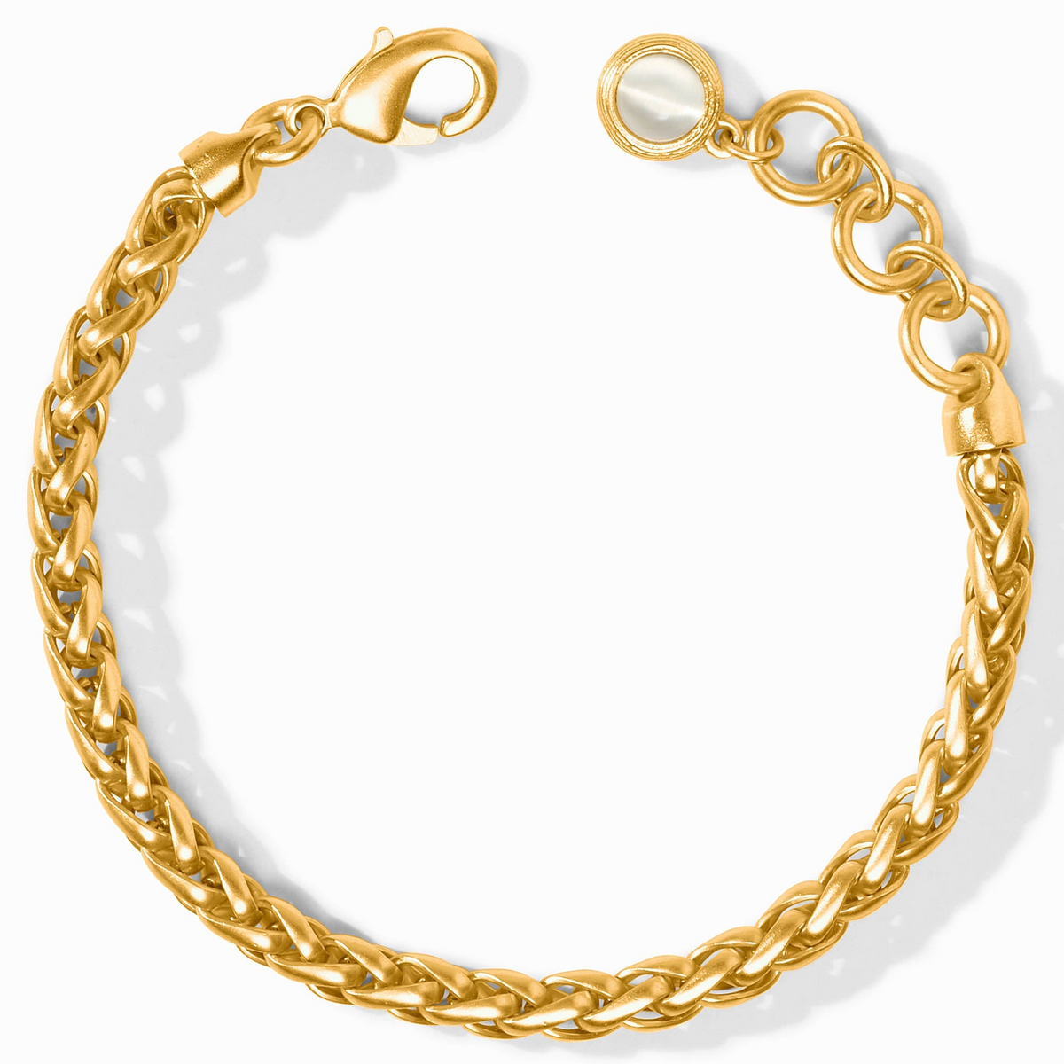 Gold-plated Cobblestone Link Bracelet with a lobster clasp and adjustable rings.