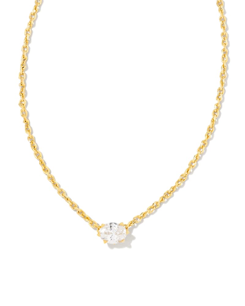Purple crystal pendant on a yellow gold over brass chain with lobster clasp