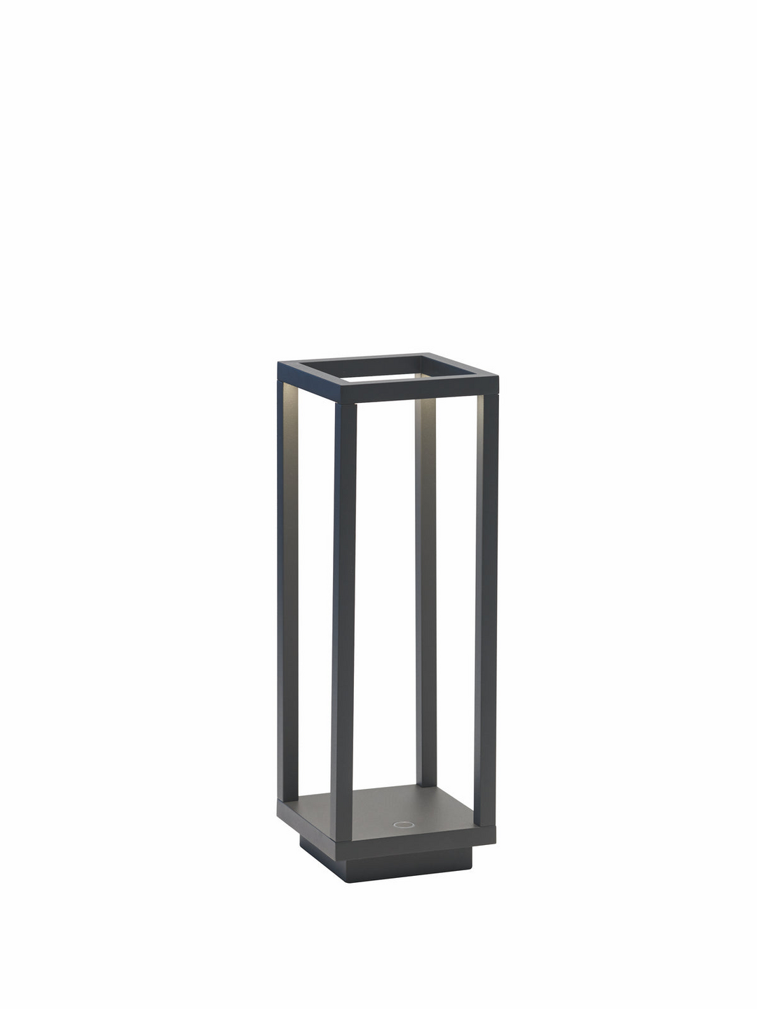 Die-cast aluminum table lamp with powder-coated finish in black.