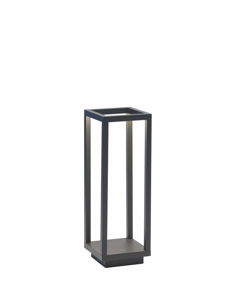 Die-cast aluminum table lamp with powder-coated finish in black.