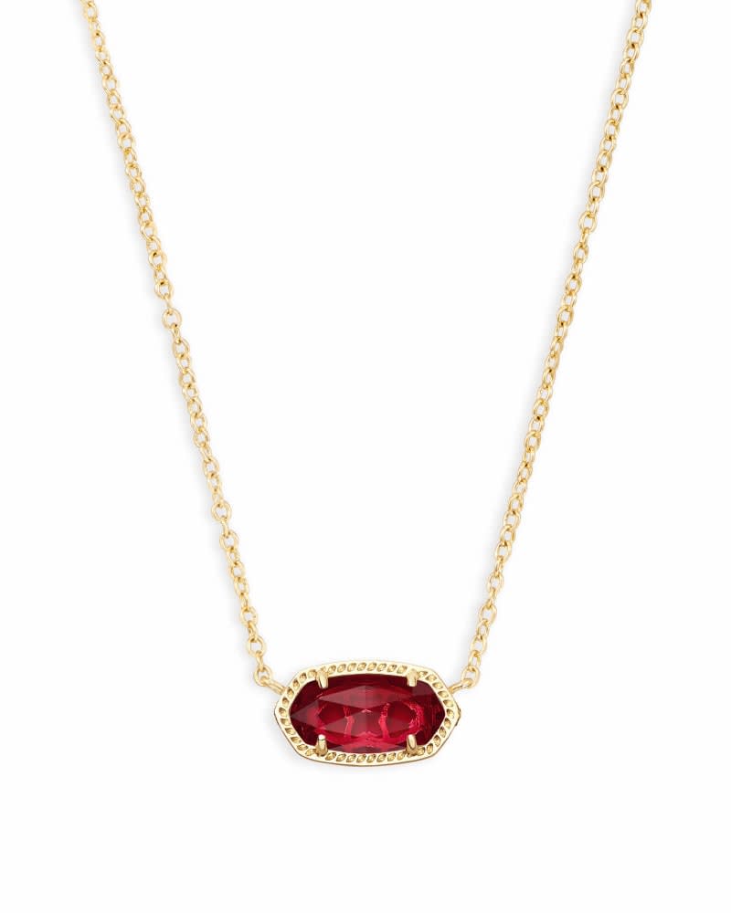Elisa Short Pendant Necklace in gold-tone metal featuring a small rectangular pendant on an adjustable chain.