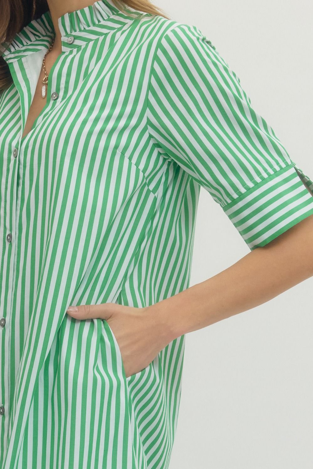 Ella Stripe ¾ Sleeve Midi Dress