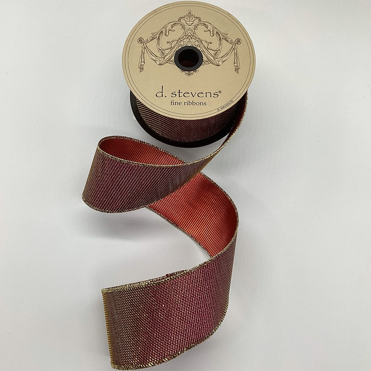 2.5" Lame Micro Dot Ribbon in Arizona color, featuring a metallic sparkle and wired gold edges.