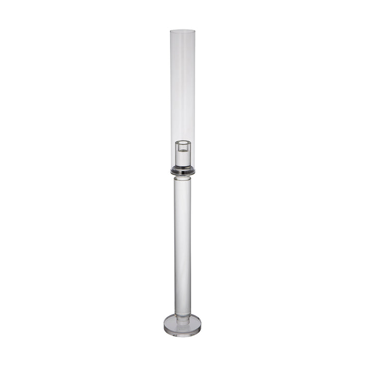 Clear glass candle holder with contemporary cylindrical shape