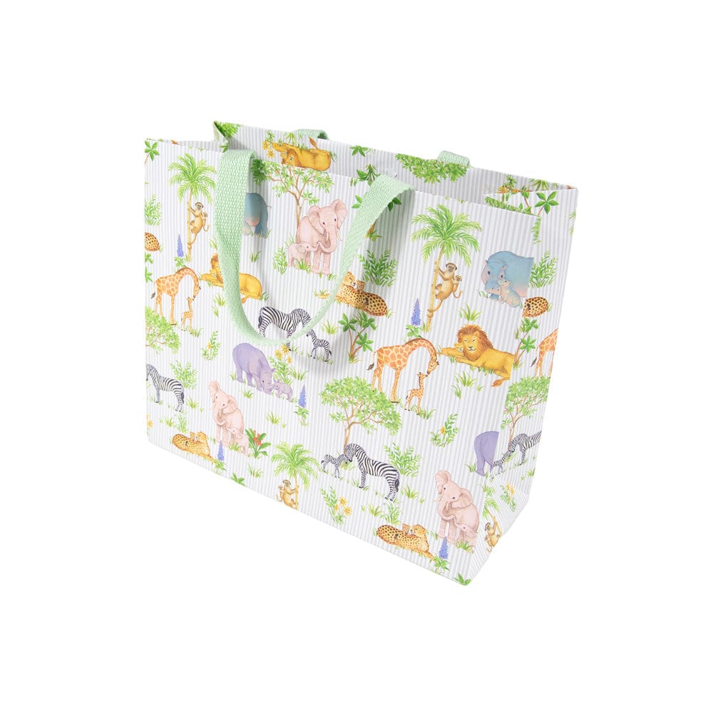 Large horizontal Safari print gift bag with a sturdy handle.
