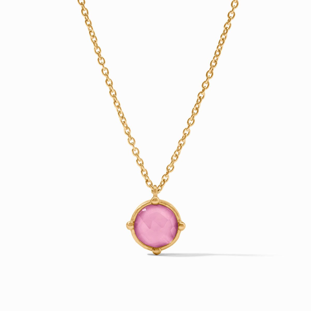 Honeybee solitaire necklace with a faceted gemstone enhanced by four beads on an adjustable cable chain.