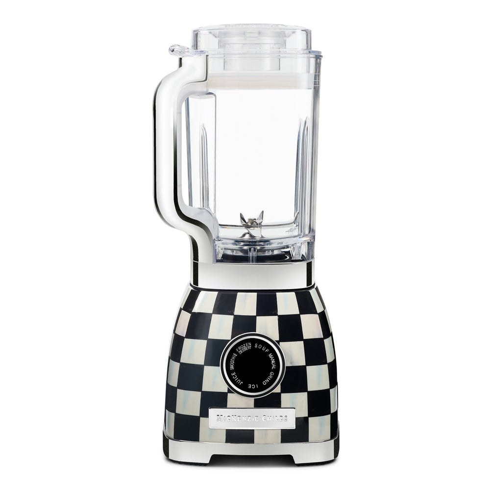 Courtly Check Blender with a black and white checkered base and a clear BPA-free Tritan pitcher.