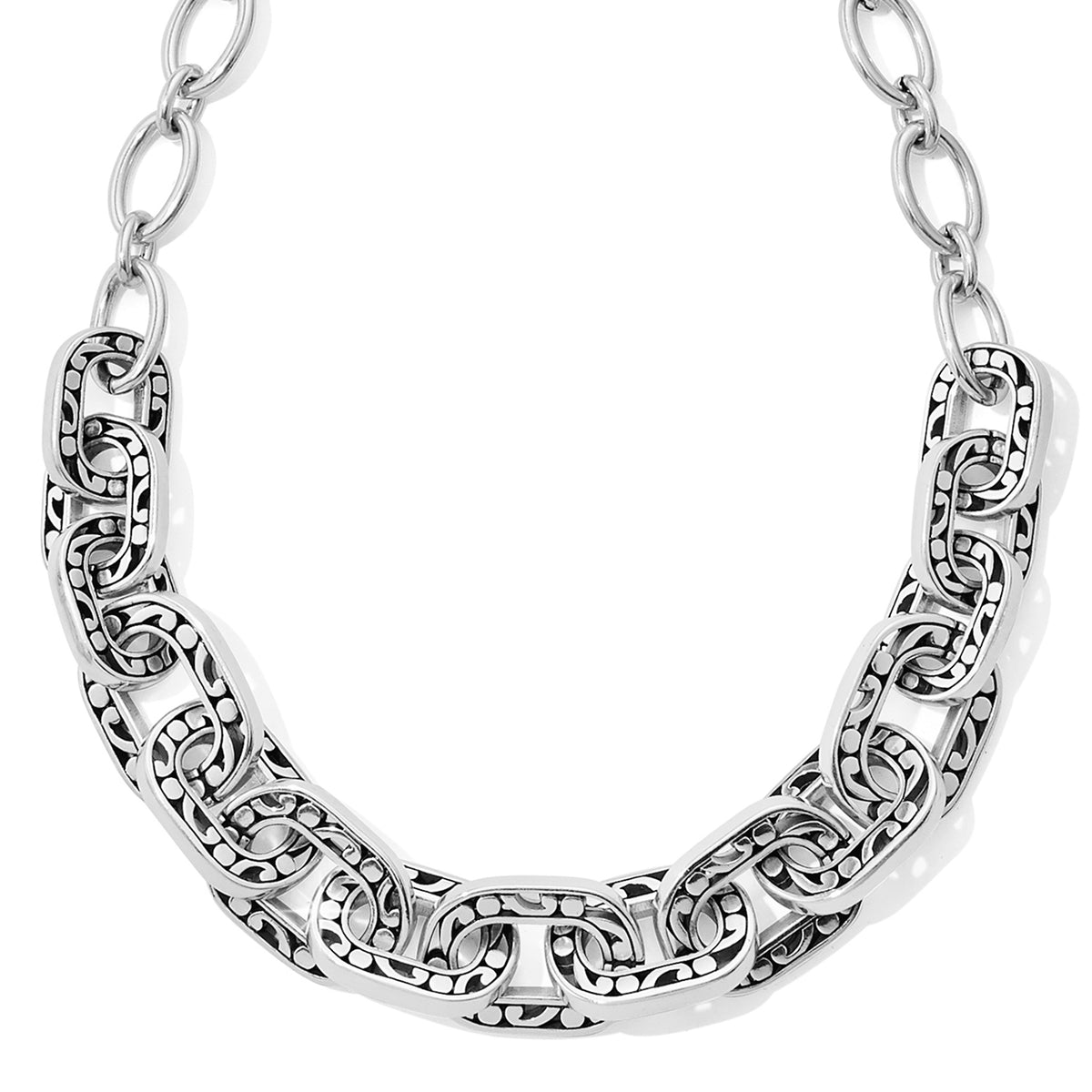 Silver plated adjustable Contempo Linx necklace with lobster claw closure