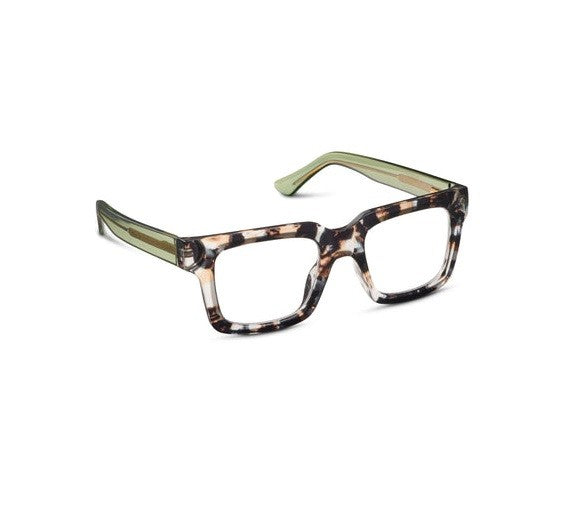 Spotlight eyeglasses with chunky square frames in clear polycarbonate material and wire-core temples.