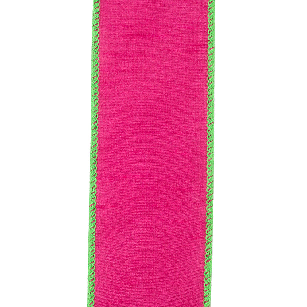Dupioni Color Edge Wired Edge Fuchsia/Lime