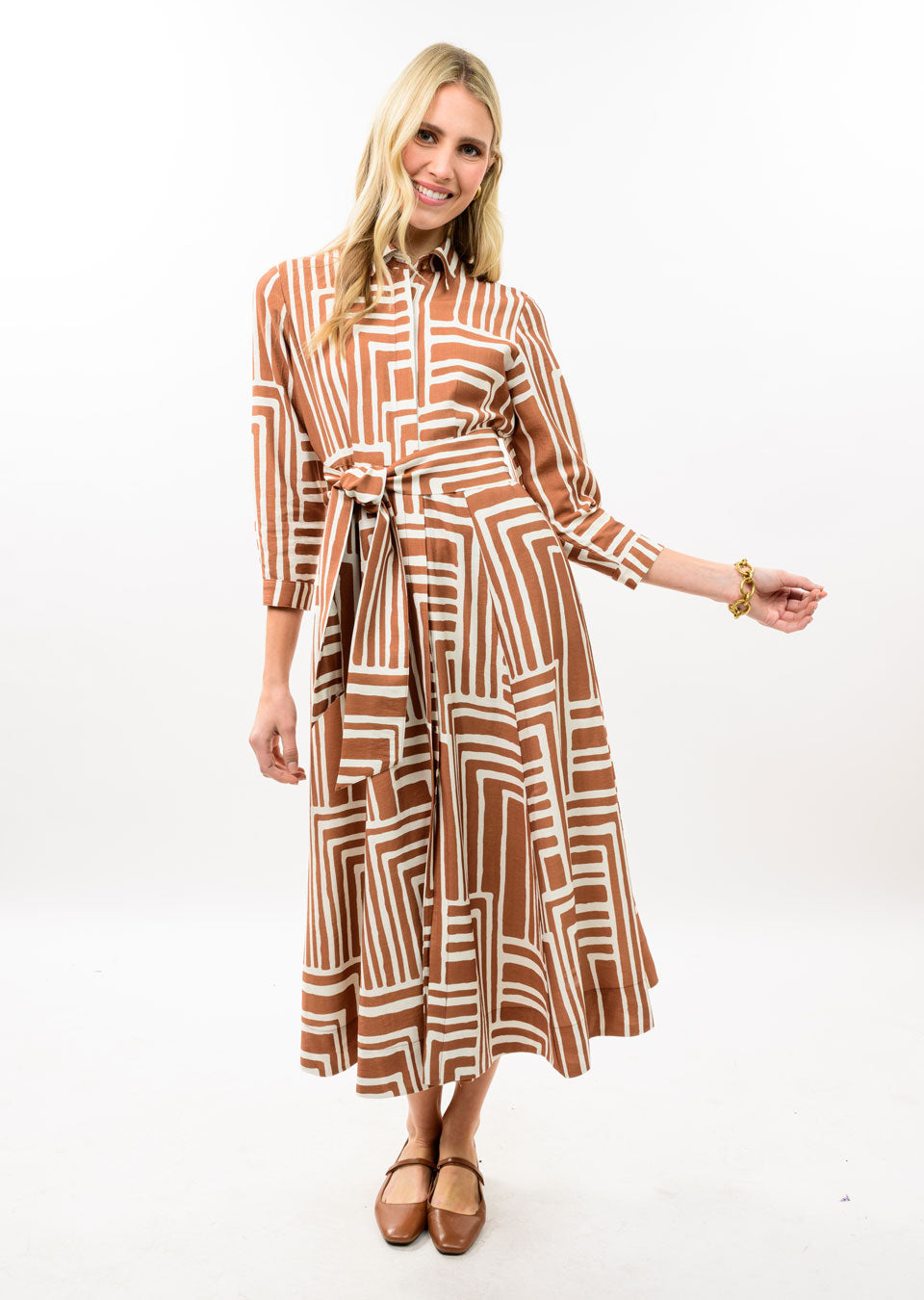 Cheska Graphic Midi Shirt Dress