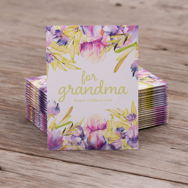 Mother's Day Seed Favor Packet featuring Fresh Crop Non-GMO retail grade seeds in a small rectangular packet.