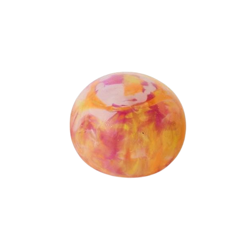 Under Pressure marbled stress ball with a vibrant pink, orange, and yellow swirl pattern.