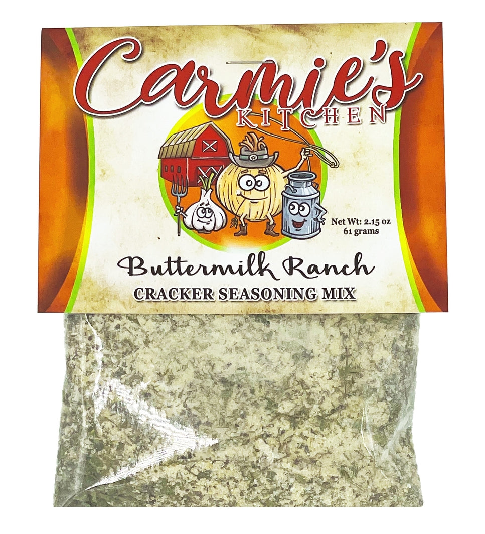 Buttermilk Ranch Cracker Seasoning packet with visible seasoning blend