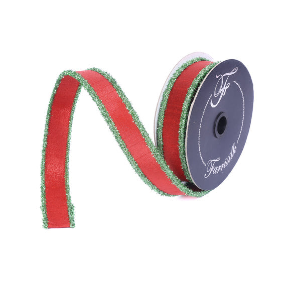Tinsel Borders Ribbon with wired edge and secondary fabric structure