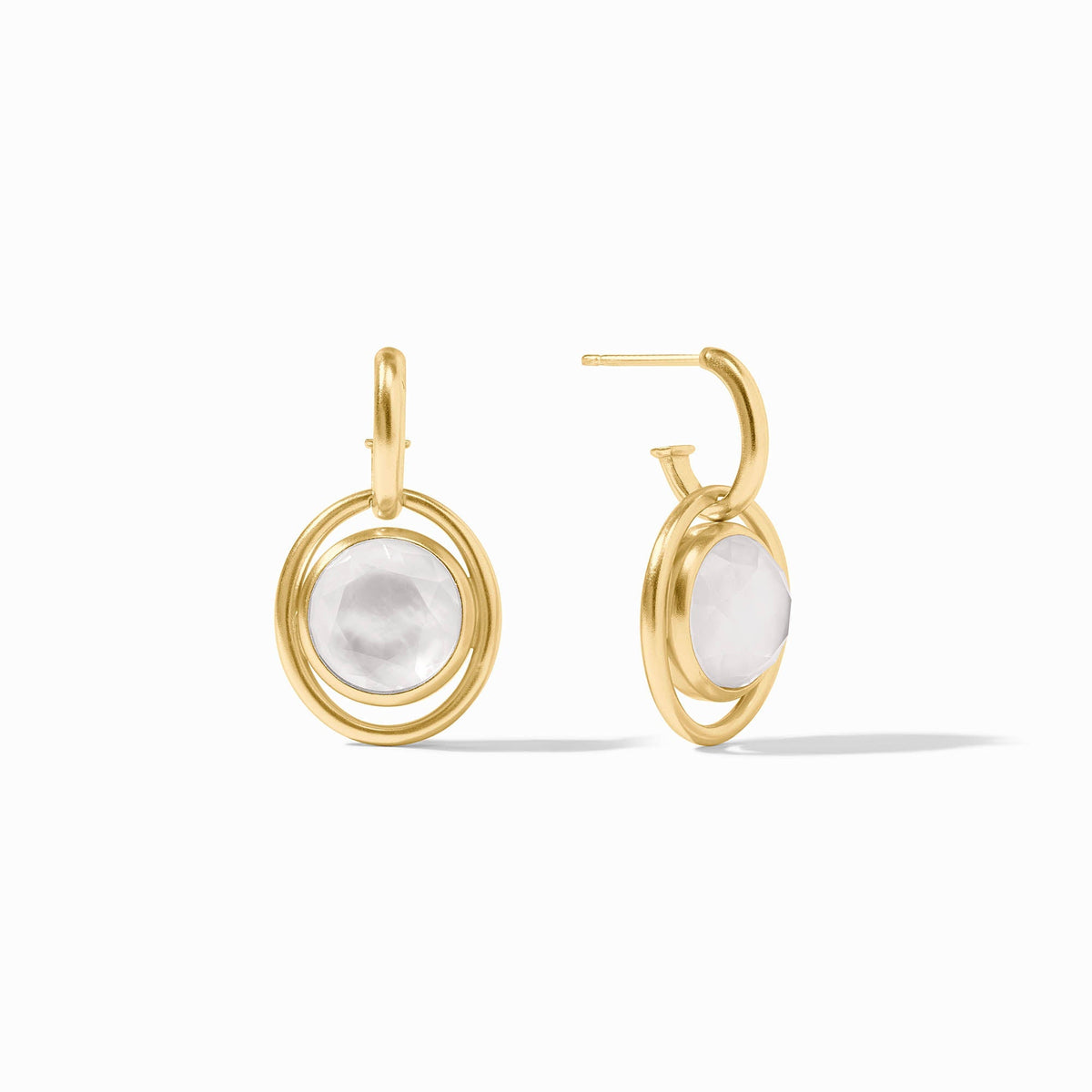 Laguna hoop earring with charm in gold finish featuring imported glass accents
