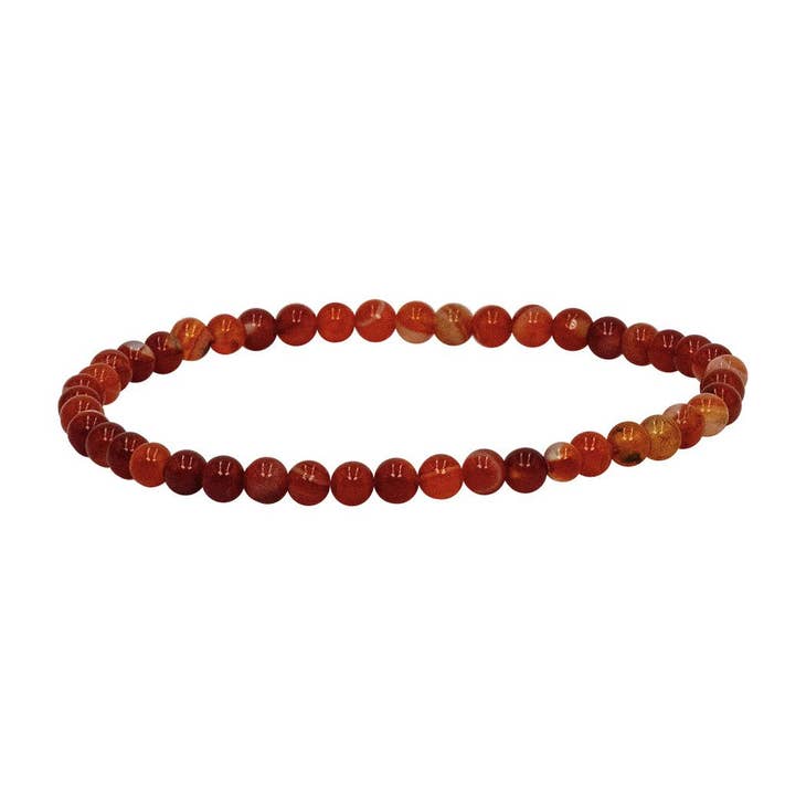 Classic 4mm gemstone beaded bracelet in a neutral tone with uniform round beads.