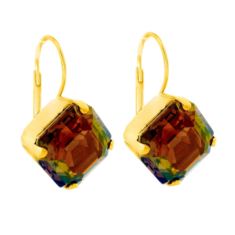 Antique gold surgical steel hoop earrings with high-quality crystals