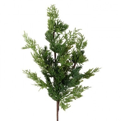 24-inch real touch cedar spray with realistic green needles and a brown stem.