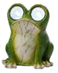 Resin solar frog figurine with whimsical green color and textured leaf pattern.