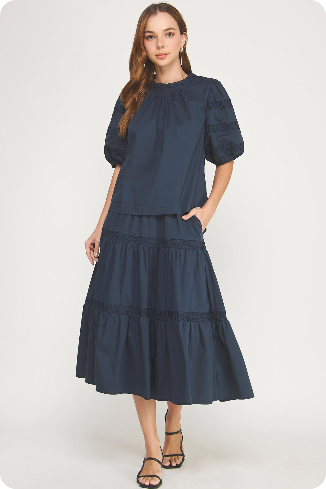 Venice Reverse Pintuck Puff Sleeve Top