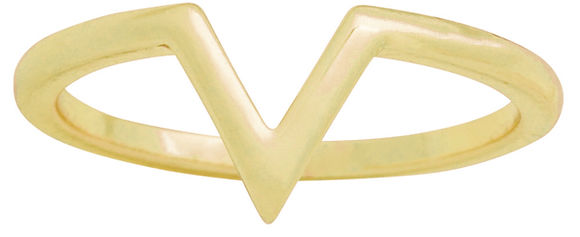 Radiant gold V-shaped layered ring with a sleek modern silhouette.