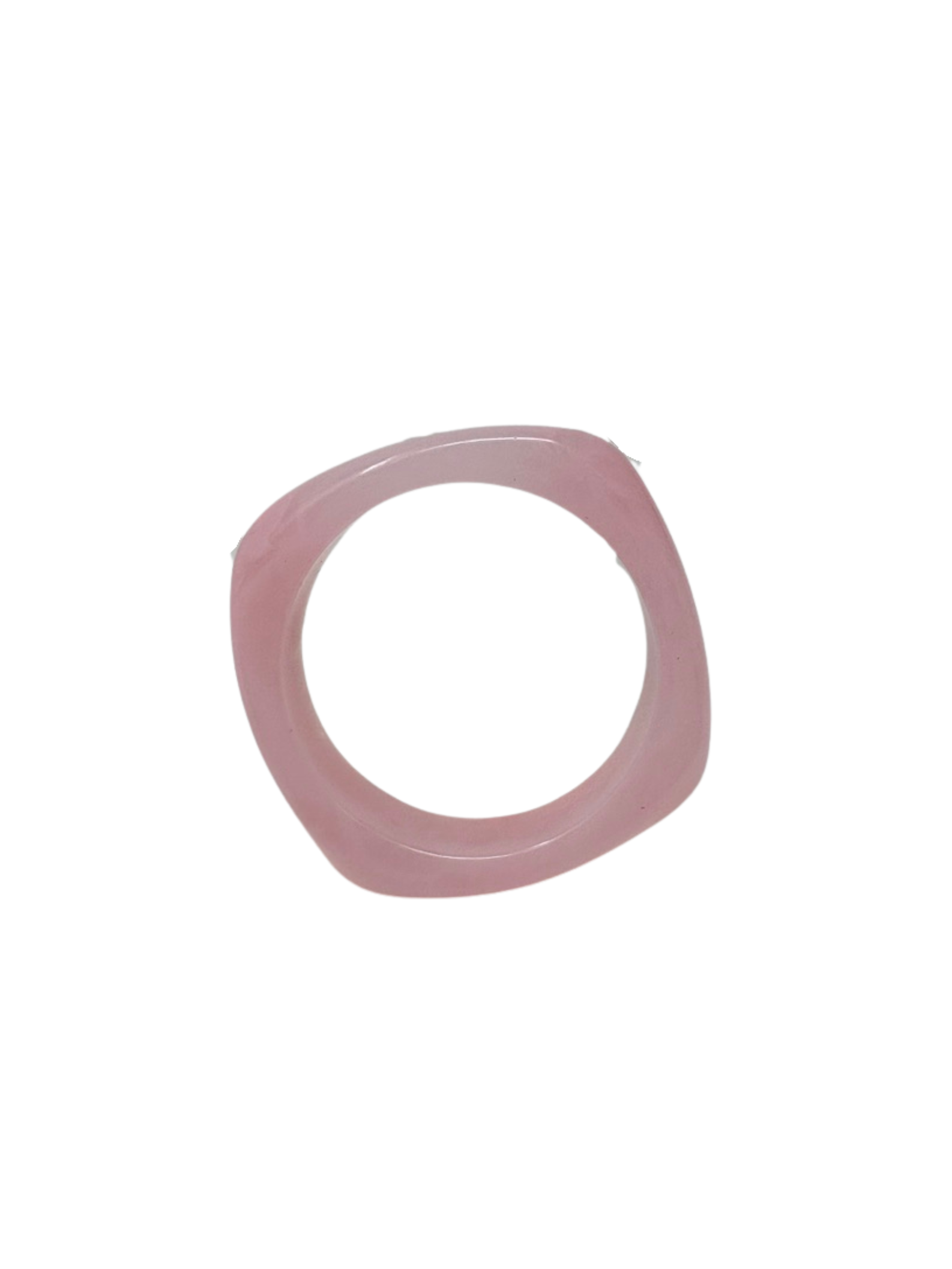 A single square-shaped pink acrylic bangle bracelet with a smooth, polished finish.