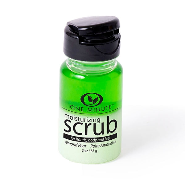 3oz Moisturizing Salt Scrub in a clear jar showing white salt crystals and oil blend