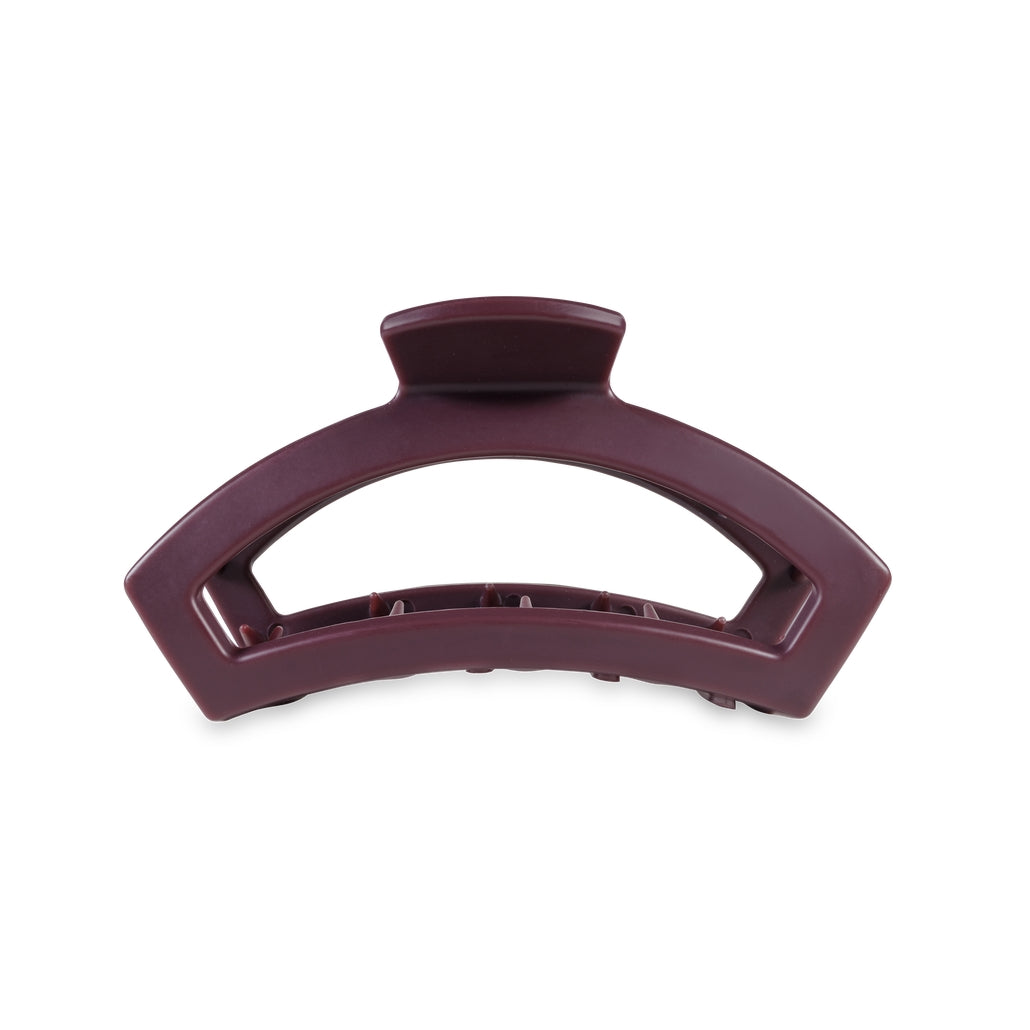 Medium open-style hair clip with bendable teeth in natural finish