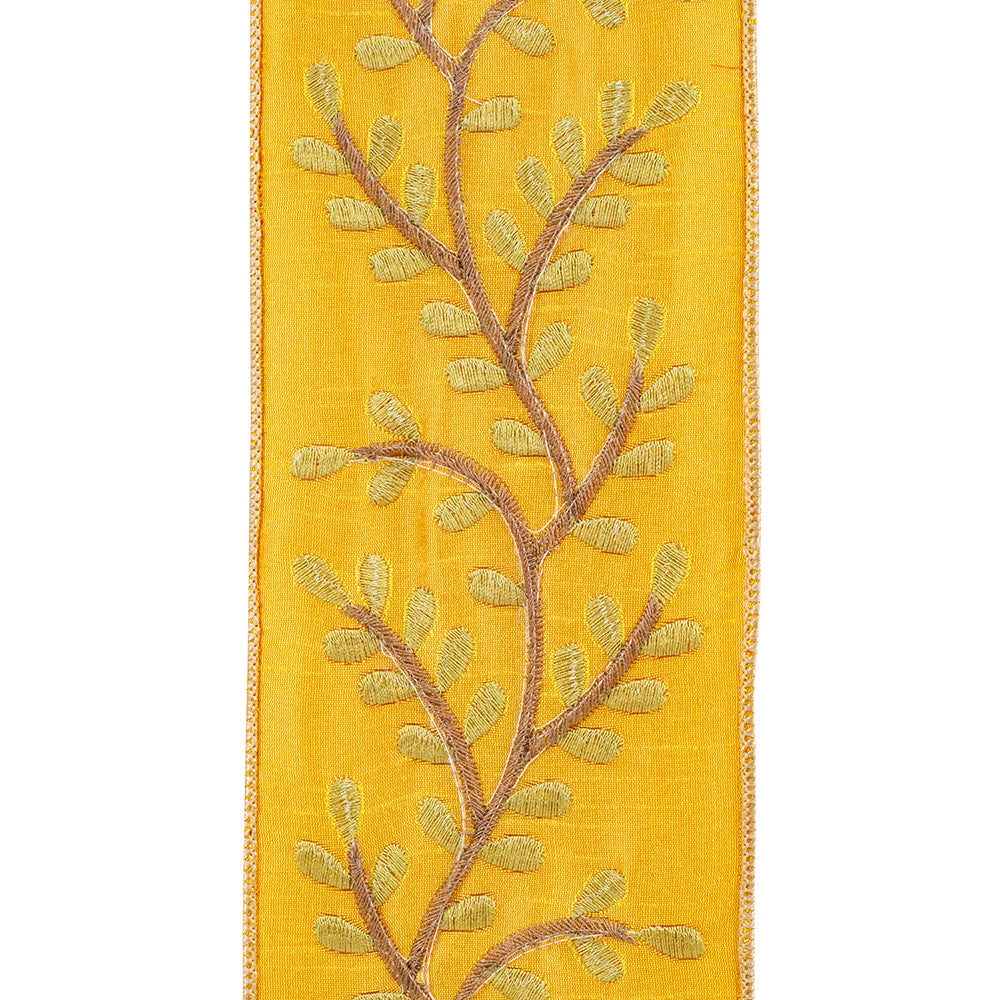 Vine Sunset Deluxe embroidered ribbon with wired edge in sunset gradient colors.