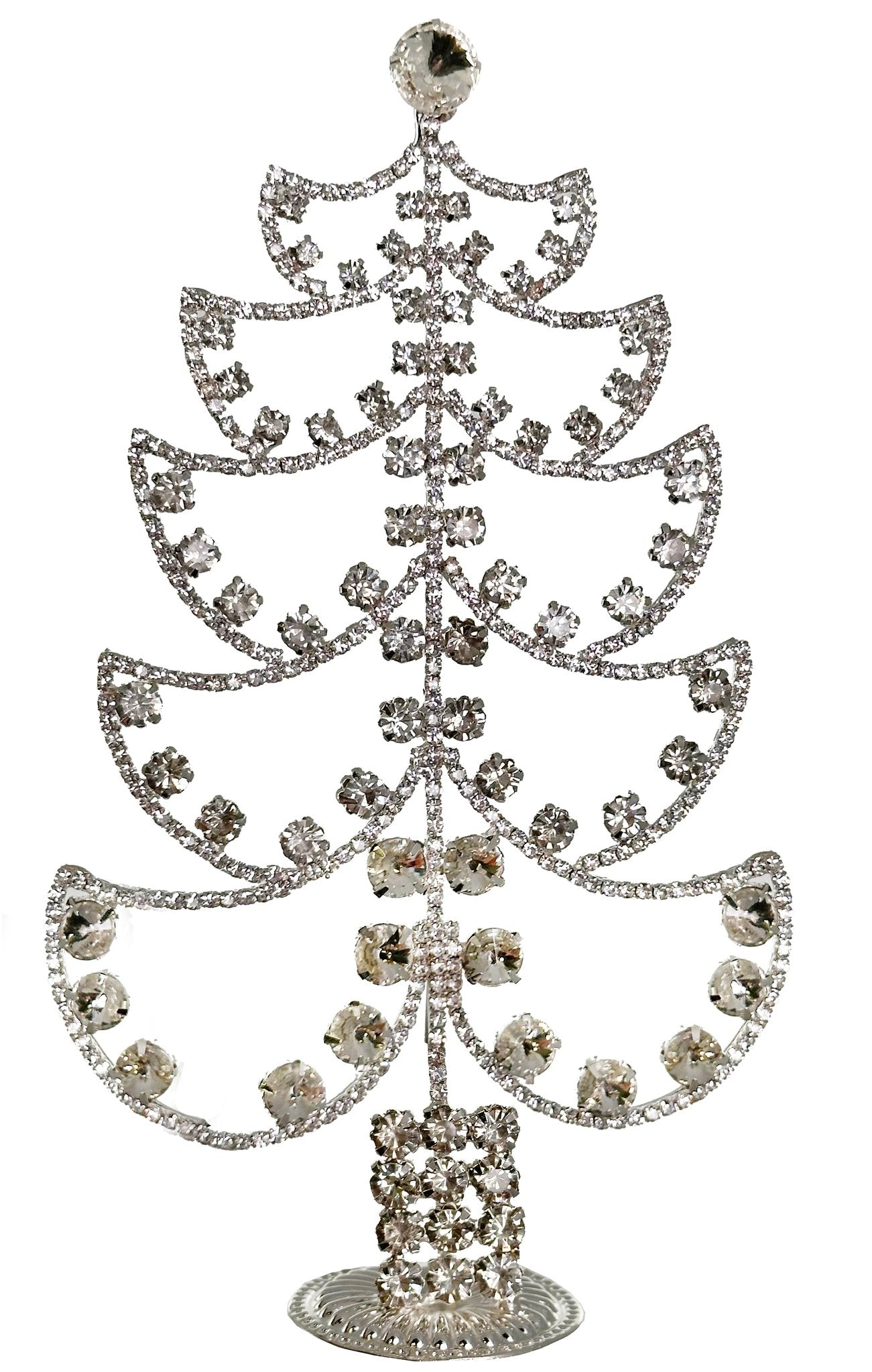 Silver Jewel Tree with brass base and glass accents