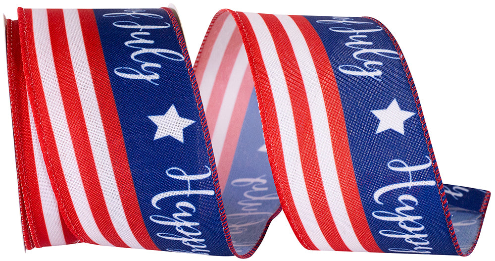 Flag Continuous Happy 4th Linen Wired Edge flag in polyester with a wired edge.
