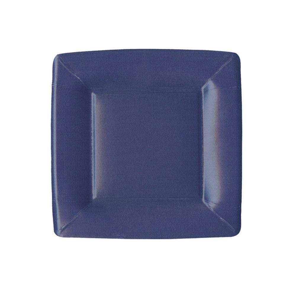 Navy blue square paper salad and dessert plate.