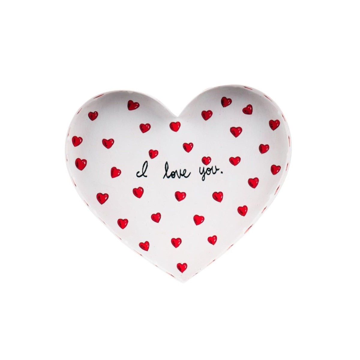 Ceramic heart-shaped serving tray with a glossy finish.