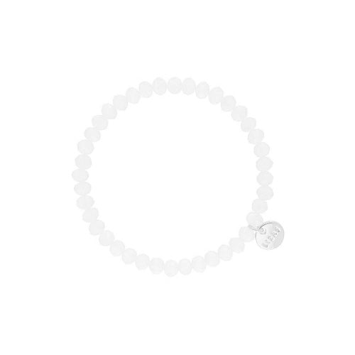 Stretchy bracelet with faceted glass beads in mixed colors.