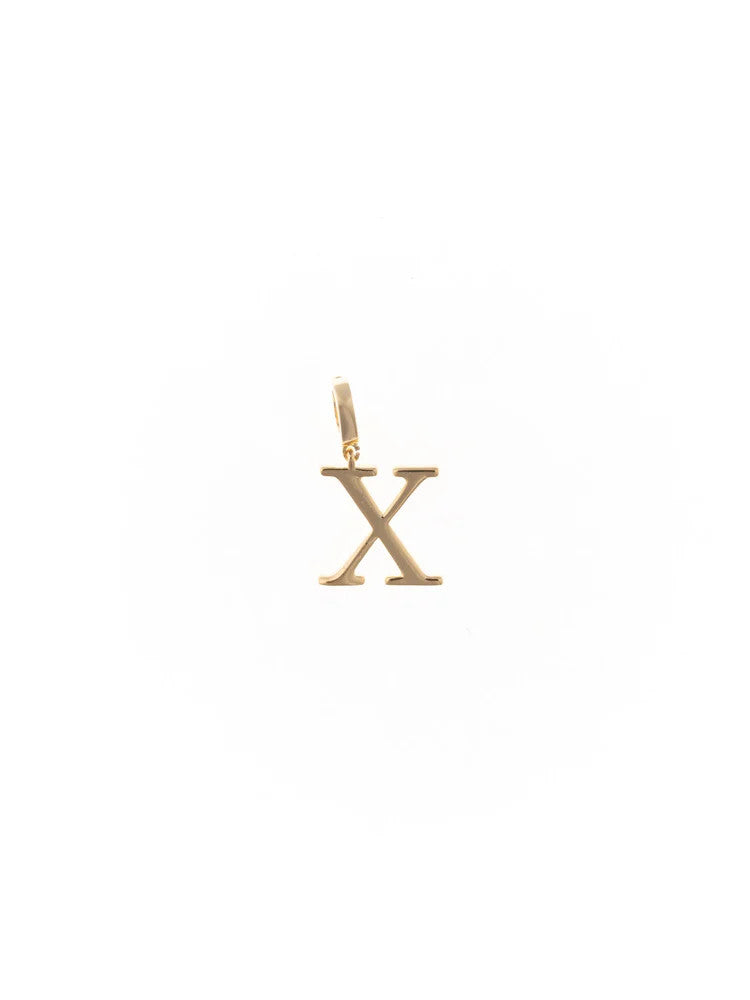 18k gold plated Greek letter Chi charm with a clasp for a chain.