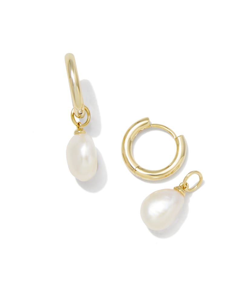 Willa Pearl Huggie Earrings Gold White Pearl