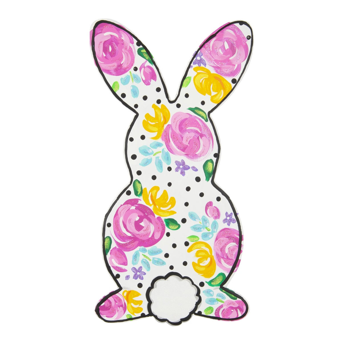 Artful Bunny door hanger with a white bunny silhouette on natural wood.
