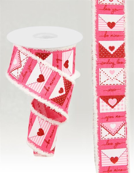Hot pink polyester fabric with white love letter text print