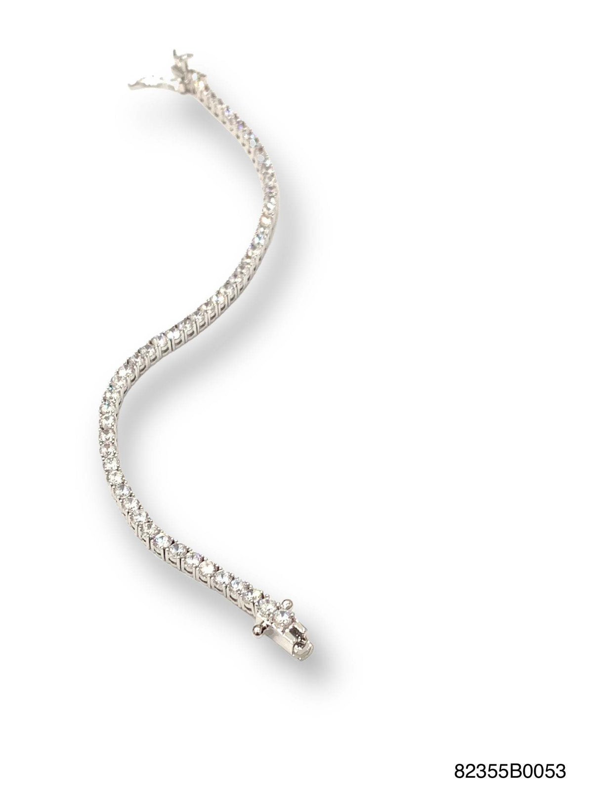 London Tennis Bracelet with white gold finish over brass box closure